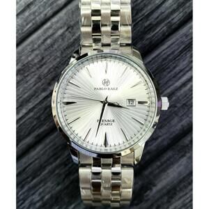 New Vintage Pablo Raez Mens Slv Wht‎ Steel Presage 40mm Watch